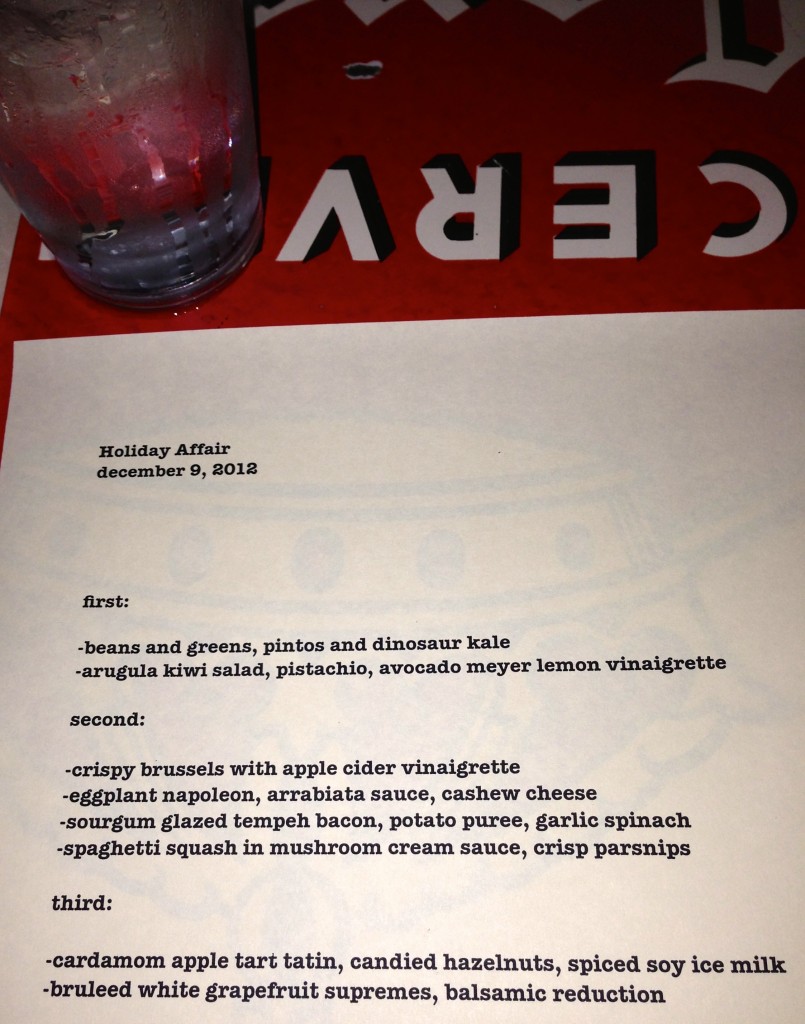 holiday menu at Sauced