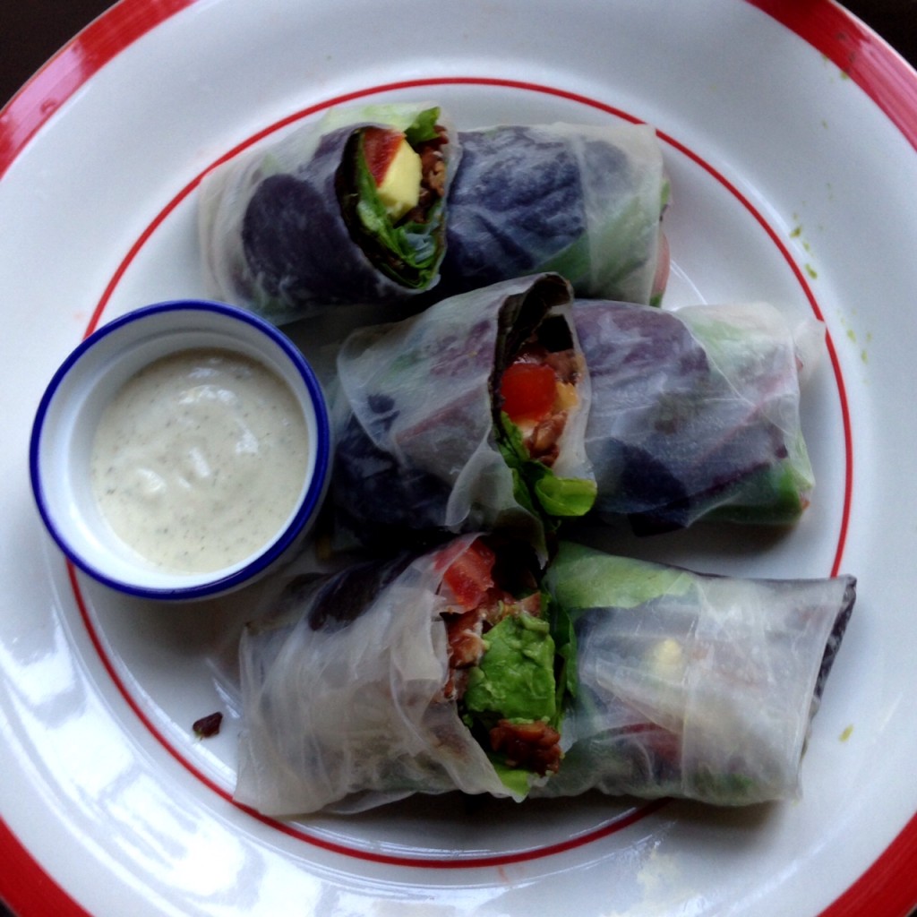 vegan blt spring rolls