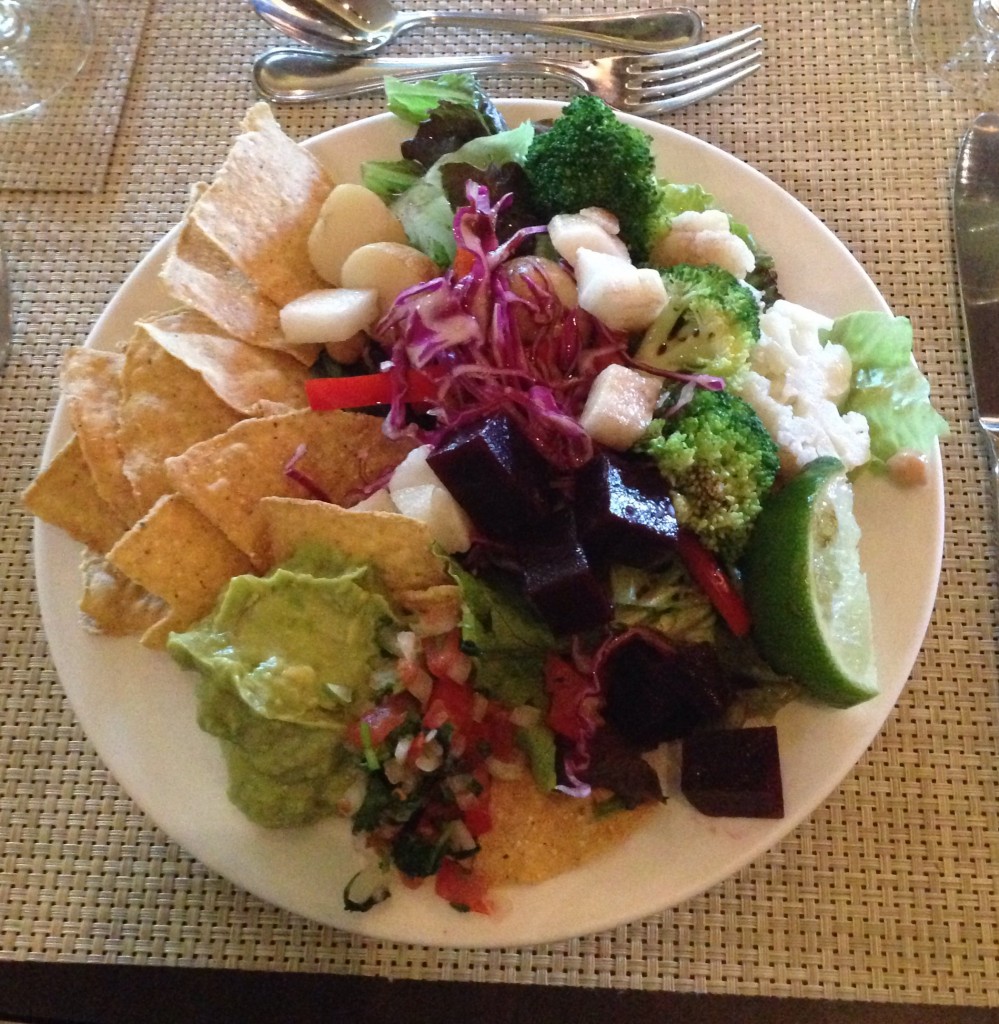 vegan salad guacamole chips