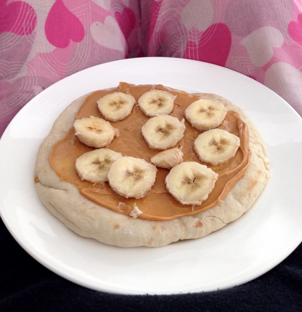 vegan peanut butter and banana pizza